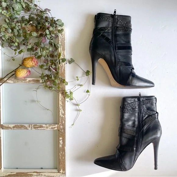 Guess Black Leather Heeled Booties - Picture 3 of 7